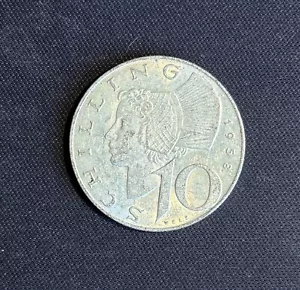 1958 Austria 10 Silver Schilling Average Circulated Condition Highly Collectible - Picture 1 of 2