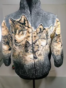 Chaqueta Mazmania Niños Polar Lobo Estampado Completo EE. UU. Talla M 7/8 Cremallera Completa - Imagen 1 de 8