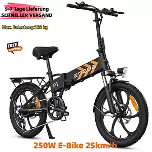 ENGWE BLACK- Bicicletta elettrica pieghevole 20" - 250W 13Ah 25km/h 100km E bike - Foto 1 di 17