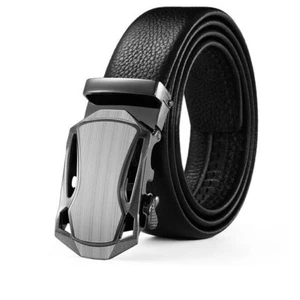 Grey Men Leopard Belt Metal Luxury Brand Automatic Buckle Leather High Quality - Picture 1 of 6