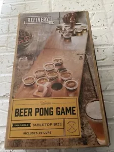 Refinery and Co Foldable Wooden Tabletop Beer Pong Game w/25 Cups NIB - Picture 1 of 3