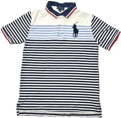 Polo Ralph Lauren Youth LG (14-16) Colorful Stripe Big Pony Rugby Shirt Patch - Image 1 of 4