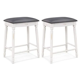 Set of 2 Bar Stools Dining Counter Height Chair Modern Upholstered Pub Stool 24” - Picture 1 of 9