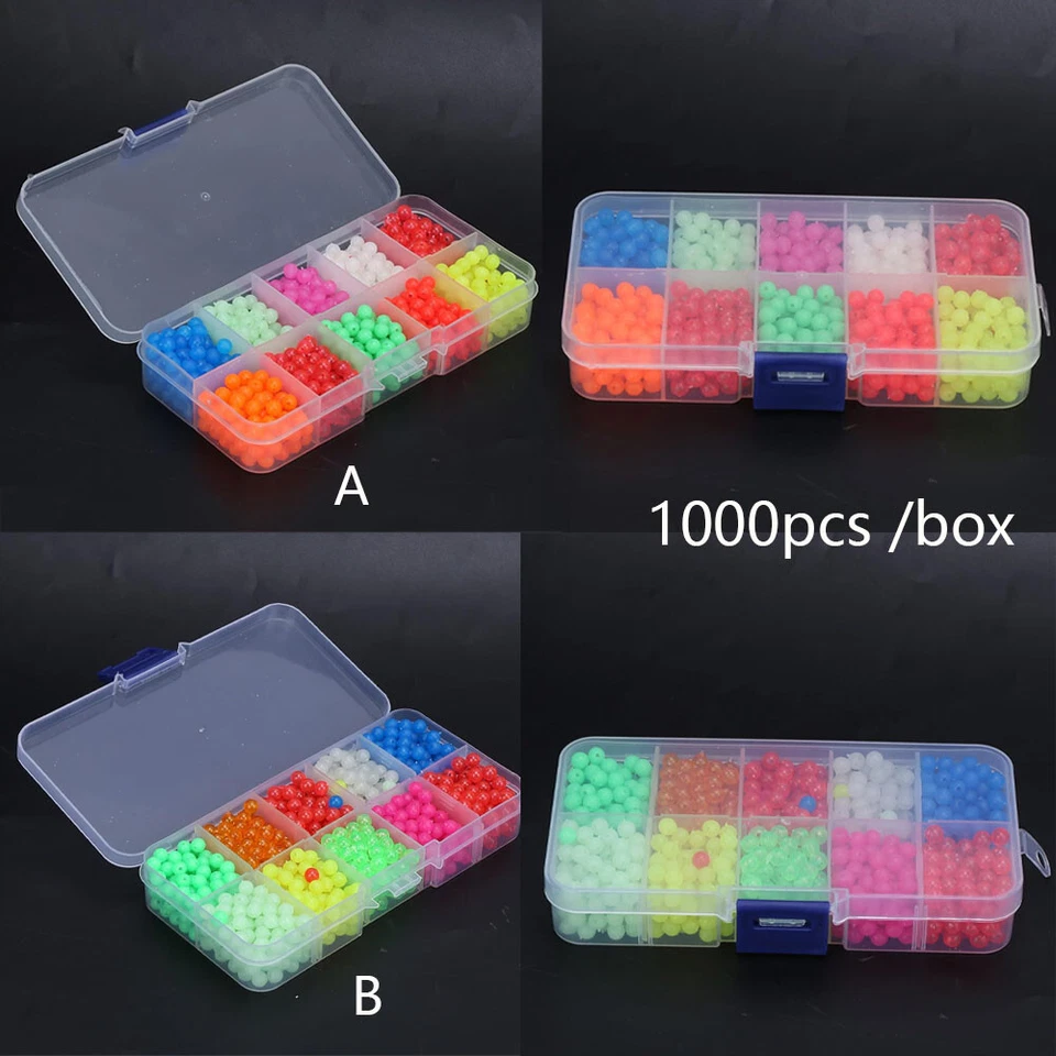 1000 piezas cuentas de pesca cuentas luminosas PP aparejos de pesca cuentas para pesca nocturna Foto 1 de 4