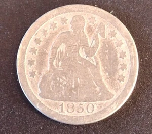 1850 Seated Liberty Dime Silver Nice Details - Bild 1 von 2