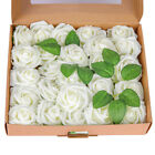 Künstliche Weißen Rosen 50 Stück Deko Blumen Fake Rosen mit Stielen DIY 
