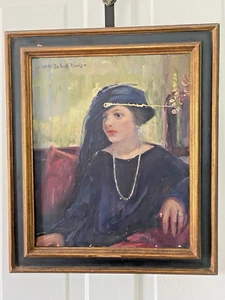 Artist Heppie En Earl Wicks (1857 - 1940) Damaged Oil Painting 18x21 Genesse NY - Imagen 1 de 16