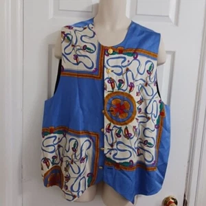 Plus size Silk Vest 4X Boutique Vintage Button Front Designs by Marian boutique - Picture 1 of 9