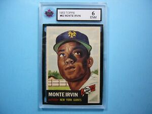1953 TOPPS MLB BASEBALL CARD #62 MONTE IRVIN KSA 6 EX/NM SHARP '53 TOPPS GL