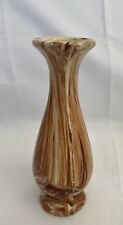 Vintage Alaska Native Clay 6" Bud Vase Signed Pottery Ceramic Tan Brown Swirl