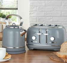 NEW GREY RETRO four Slice Toaster And RETRO Kettle