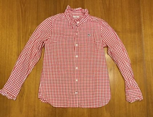 Girls size 10 Vineyard Vines Red White Checkered Button Down Shirt Ruffle Collar - Picture 1 of 13