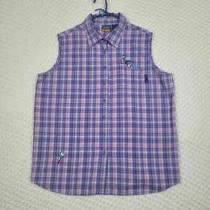 Winnie The Pooh Disney Women's Sz 14/16W Purple Plaid Button Tank Top Vintage - Picture 1 of 13