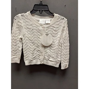 Koala Kids Size 9-12 Months White ButtonUp Sweater Knit Cotton Blend Childs - Picture 1 of 4