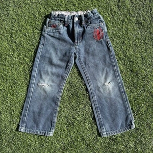 Vtg Y2K Spider-man Embroidered Jeans Kids Boys Size 4T Denim Carpenter Pants - Picture 1 of 9