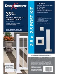 Deckorators 2-1/2” Cuadrado x 39” Alto Texturizado Blanco Aluminio Poste de Cubierta 354281 - Imagen 1 de 2
