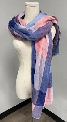 NWT Talbots Women's Scarf Lightweight Multicolor Pink, Blue, And Purple Fringed - Image 1 of 4