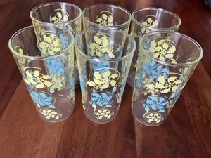 Raro set 6 bicchieri vintage MCM anni 60 blu giallo spilla ruota - Foto 1 di 6