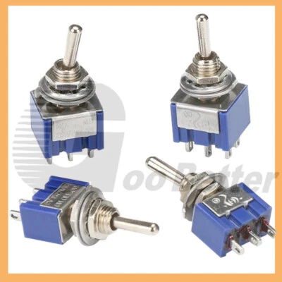 Mini Toggle Switch Latching ON-ON/ON-OFF-ON 2 3 Position 2A 250VAC 5A 120VAC - Image 1 of 4