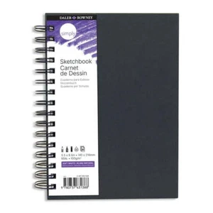 Daler-Rowney Simply... Sketchbook, Soft White Pages, (65lb/100g), Black Cover - Picture 1 of 5