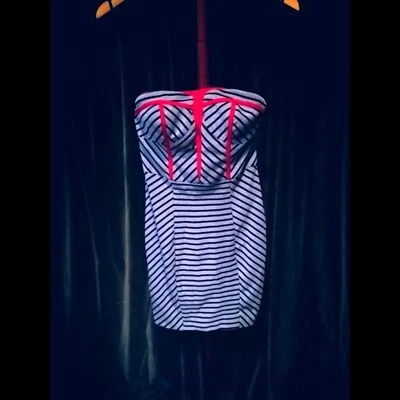 Vestido Ark& Co Sin Tirantes Negrito Negro/Blanco/Rojo Rayas Talla Pequeña Foto 1 de 4