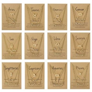 3pcs 12 Constellation Zodiac Sign Pendant Necklace Chain Women Jewelry  - Picture 1 of 29