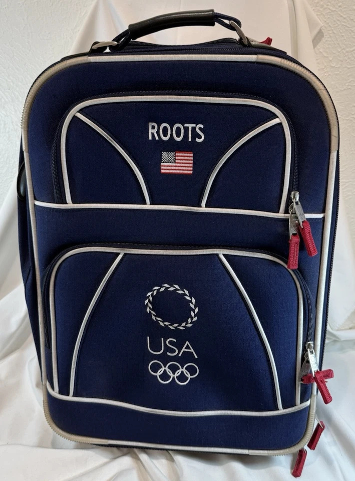 Roots Team USA Olympic Roller Carry On Bag Athens Olympics 2004 Luggage Suitcase - Image 1 of 4
