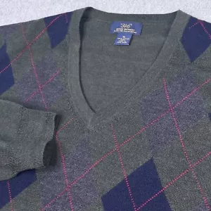 Suéter Pullover Argyle Brooks Brothers Para Hombres Talla XL 100 % Lana Merino Fina Cuello en V - Imagen 1 de 6