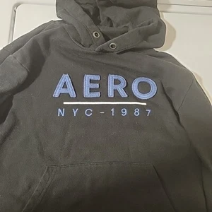 Aeropostale Hoodie Womens Extra Small Black Aero  NYC-1987 *missing Drawstrings  - Picture 1 of 6