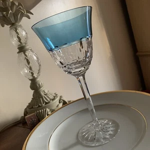 Waterford Crystal Glendora Blue Water Or Wine Goblet 8 3/4 In - Picture 1 of 12