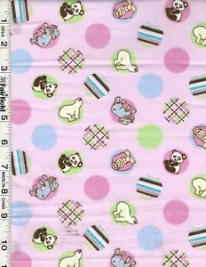 Pink Endangered Animal Dots Snuggle Flannel by David Textiles 22" - Picture 1 of 1