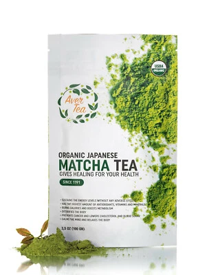 Aver Tea Organic 100% Japanese Matcha Green Tea Powder Grade Detox Baking 3,5 oz - Image 1 of 4