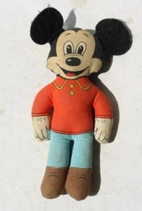 Mickey Mouse Miniature Cloth Stuffed Doll Flat Vintage Unmarked Mickey Mouse --- - Picture 1 of 1