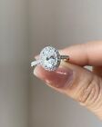 2.50 Ct Oval Cut Moissanite Halo Wedding & Engagement Ring 14K White Gold Plated