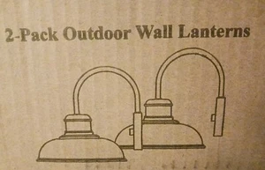 2-Pack Black Outdoor Wall Lanterns Exterior Farmhouse Gooseneck Barn Lights - Picture 1 of 4
