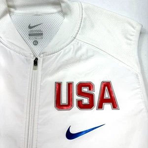 NWOT Nike USA Flag Womens Vented Lined Vest XL White Full Zip Golf Run Hike Walk - Picture 1 of 15