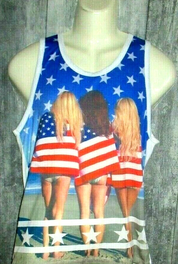 MENS EIGHTY EIGHT AMERICAN FLAG TANK TOP T-SHIRT SIZE M (MADE IN USA) - Image 1 of 3
