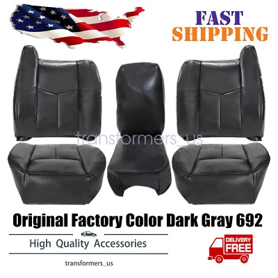 Cubierta de asiento delantera inferior y superior gris oscuro 692 para Chevy Silverado GMC Sierra 03-06 Foto 1 de 4