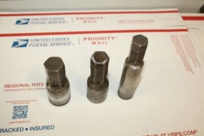 3 Used Allen Wrench 1/2" Drive Sockets 1", 7/8", 3/4" SK Williams - Image 1 of 4