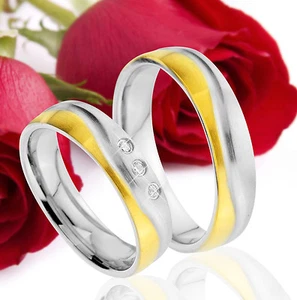2 Partner Ringe Eheringe Trauringe Verlobungsringe Gravur Gratis TE94-3 - Bild 1 von 1