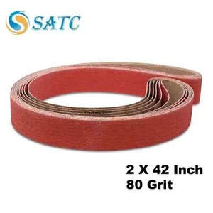 2 X 42 Inch 80 Grit EdgeCore Ceramic Grinding Sanding Belts Long Life - 6 Pack - Picture 1 of 6