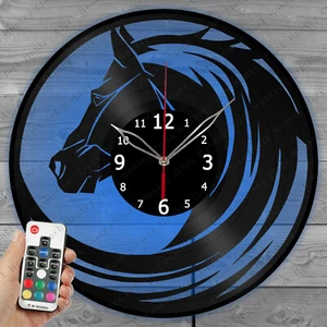 LED Vinyl Clock Horse Light Vinyl Record Wall Clock Home Decor Handmade 1690 - Picture 1 of 12