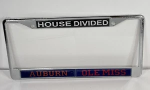 Auburn Tigers Ole Miss Rebels House Divided License Plate Frame Metal Chrome NEW - Picture 1 of 2