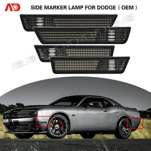 For Dodge Challenger 2008-2014 Smoked Lens OE LED Side Marker Fender Light 4PCS - Picture 1 of 6