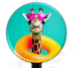Cool Giraffe Retractable Badge Reel, Fun Beach Animal Badge ID Clip - 6383 - Picture 1 of 9