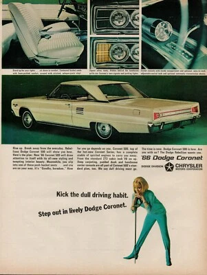 1965 Car Auto Dodge Coronet 60s Vintage Print Ad Chrysler Introducing 1966 Live - Image 1 of 4