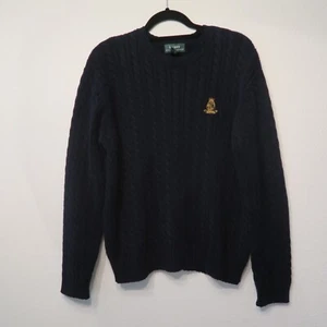 Vintage Lauren Ralph Lauren Knit Sweater Men's Large Navy Hong Kong polo 92 L - Picture 1 of 12