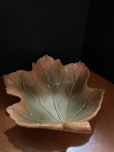 Russ Berrie co Handpainted leaf deep dish/bowl ceramic Home Decor Fall Decor - Picture 1 of 5