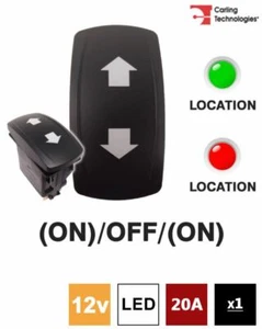 Carling 273.705 Interruttore a bilanciere SERIE V 12V (ON)/OFF/(ON) DP 2xLED VERDE/ROSSO - Foto 1 di 5