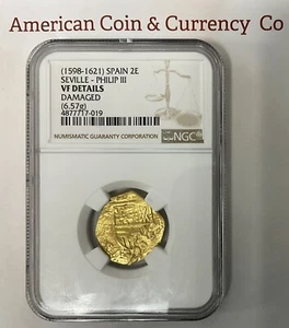 (1598-1621) Spain 2 Escudo Seville Philip III NGC VF Details "Damaged" - Picture 1 of 2
